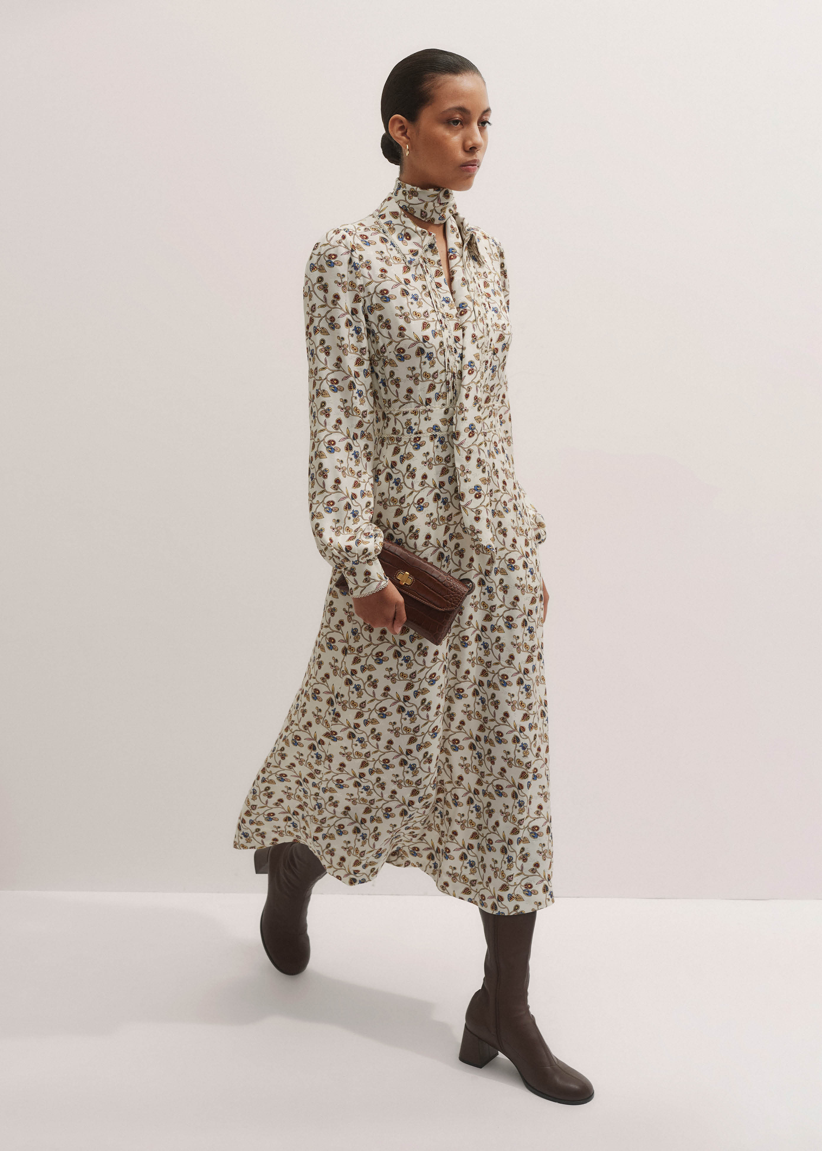 Maxi Dress + Belt Jacquard Crepe | ME+EM US