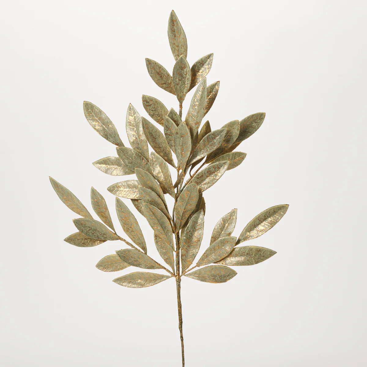 Mint Green & Metallic Gold Holiday Bay Leaf Faux Christmas Spray - 24" | Darby Creek Trading