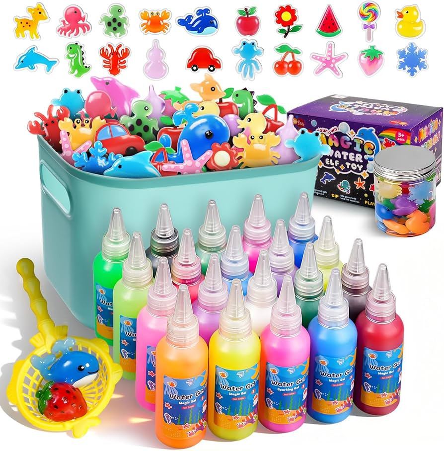 EggSun Magic Water Elf Toy for Kids,Aqua Fairy Water Gel Kit,20 Colors Squishy Maker Set,20 Shape... | Amazon (US)