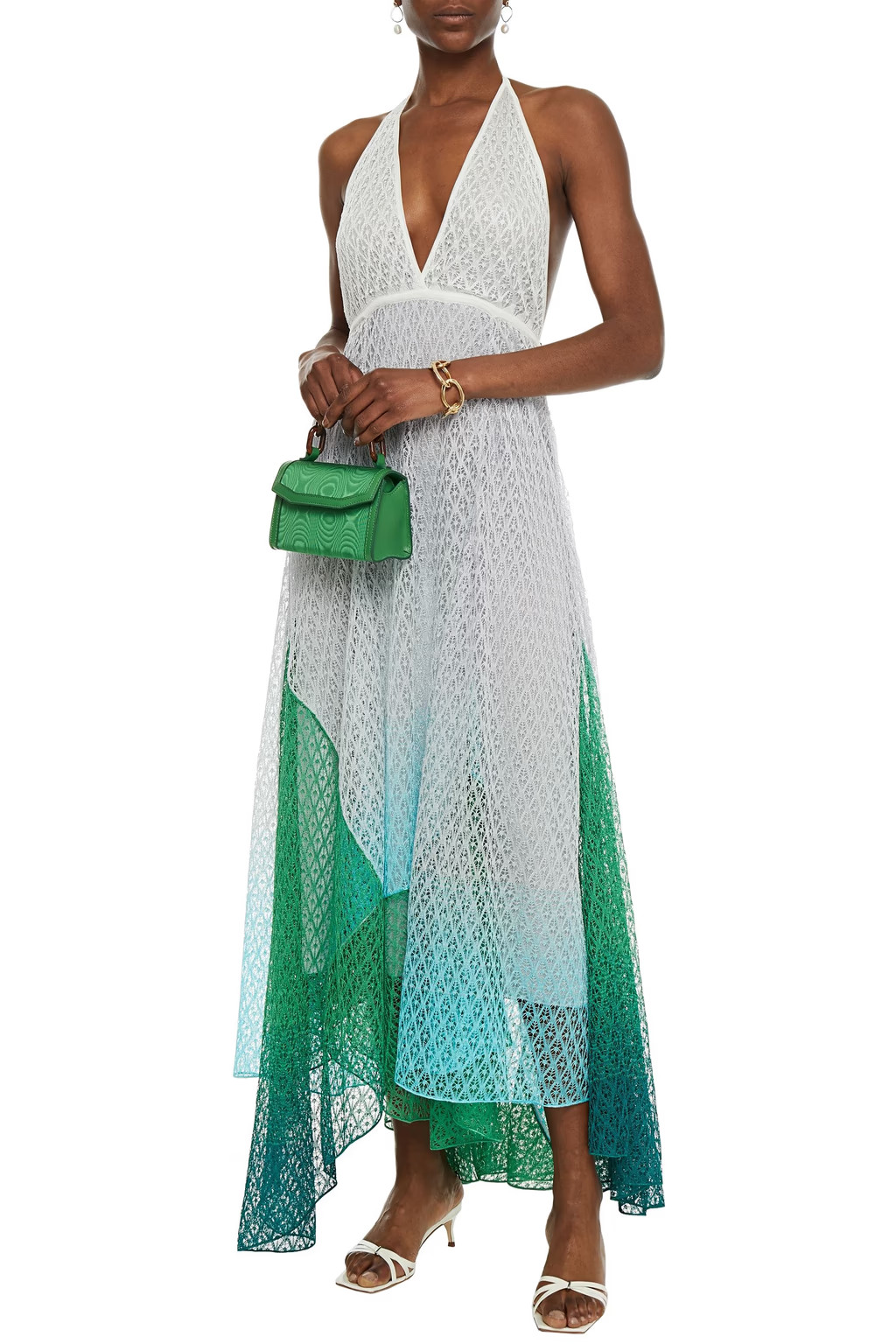 Dégradé crochet-knit halterneck midi dress | The Outnet (US and CA)