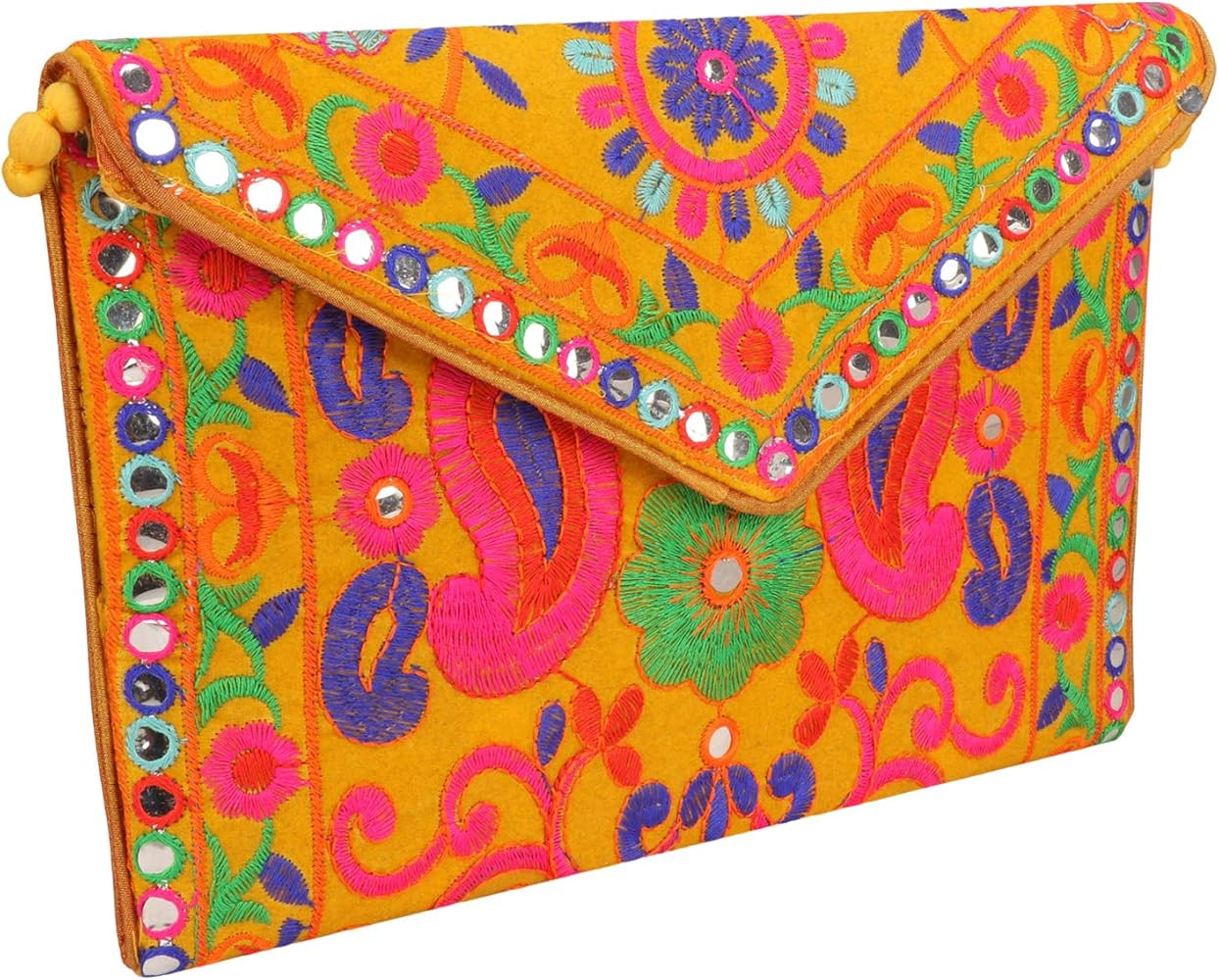 12 X 8 Women Evening Party Clutch Indian Embroidered Patches Work Shoulder and Cross body Strap Magn | Amazon (US)