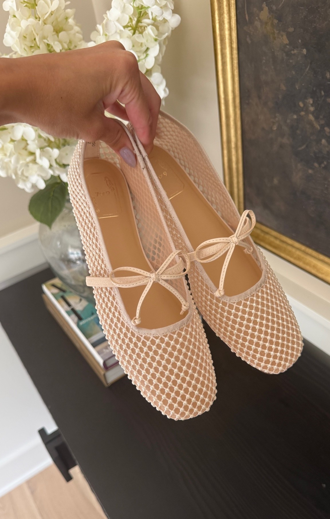 I went down half a size because my feet are narrow and I find ballet flats sometimes run big. They fit perfect. 
Ballet flats, pearl flats , 7or9,

#LTKootd
