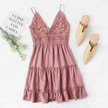 Floral Crochet Mini Cami Dress | SHEIN