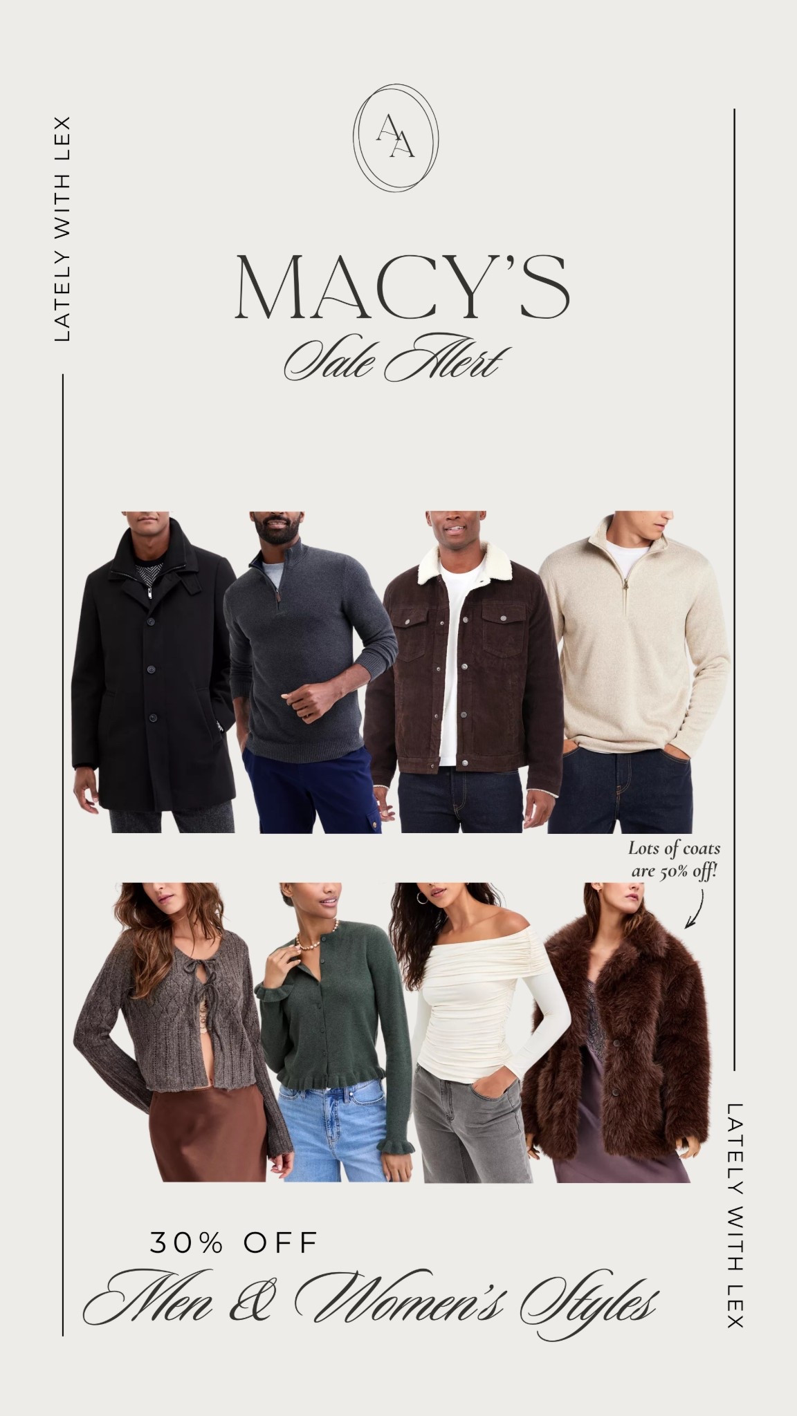 @macys is having their Friends and Family Event! 30% off regular and already-reduced prices + 15% off beauty and fragrance now until 12/11! Lots of winter styles on sale for men or women, including sweaters & outerwear (some are even marked over 50% off!) 

#LTKSeasonal #LTKHoliday #LTKSaleAlert