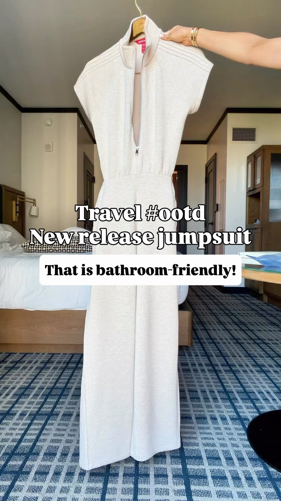 New bathroom, friendly jumpsuits that are currently on sale with code AE25. This is a new style and it fits like a dream. Wearing XS petite. Travel outfit. Airport outfit. Travel necessities. Travel must haves. XS in slouchy denim jacket. Sneakers mules are TTS.

#LTKTravel #LTKgrwm #LTKootd #LTKgrwm #LTKootd #LTKTravel