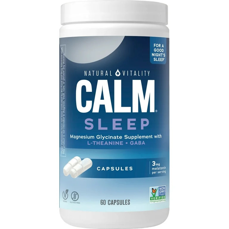 Natural Vitality CALM, Sleep Aid Capsules with Magnesium Glycinate, Melatonin and L-Theanine, 60 ... | Walmart (US)