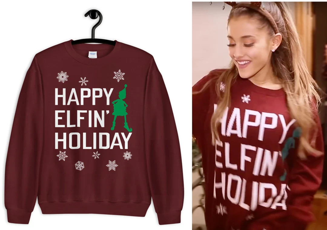 Happy Elfin's Holiday Sweatshirt | Ariana Grande Tell Me Santa Sweater | Ariana Grande Christmas ... | Etsy (US)