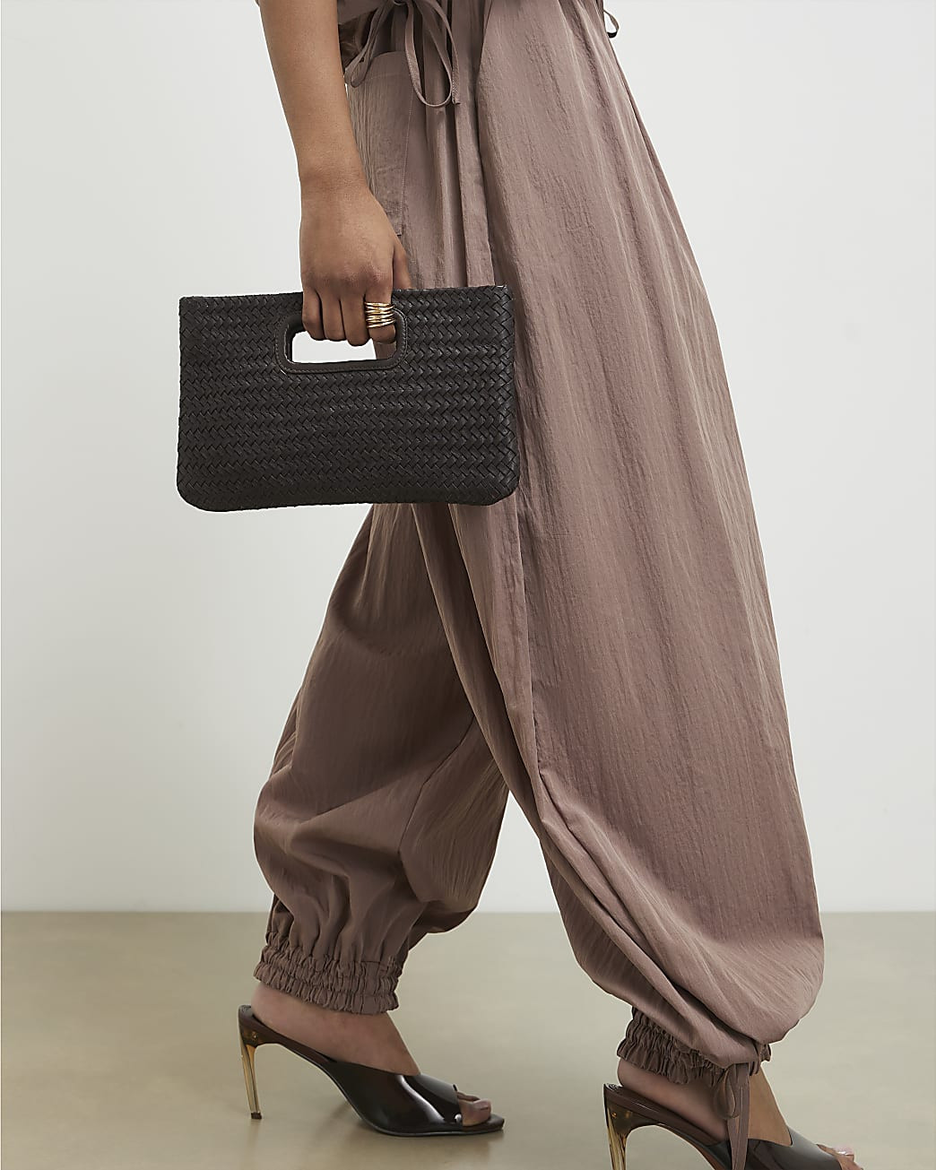 Brown Woven Leather Clutch Bag | River Island UK & IE