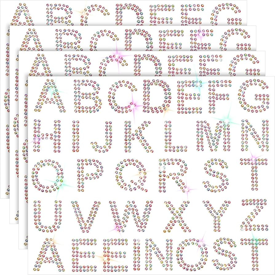 136 Pieces Rhinestone Letters Iron Stick on Sticker Large Glitter Bling Alphabet Letter Sticker G... | Amazon (US)