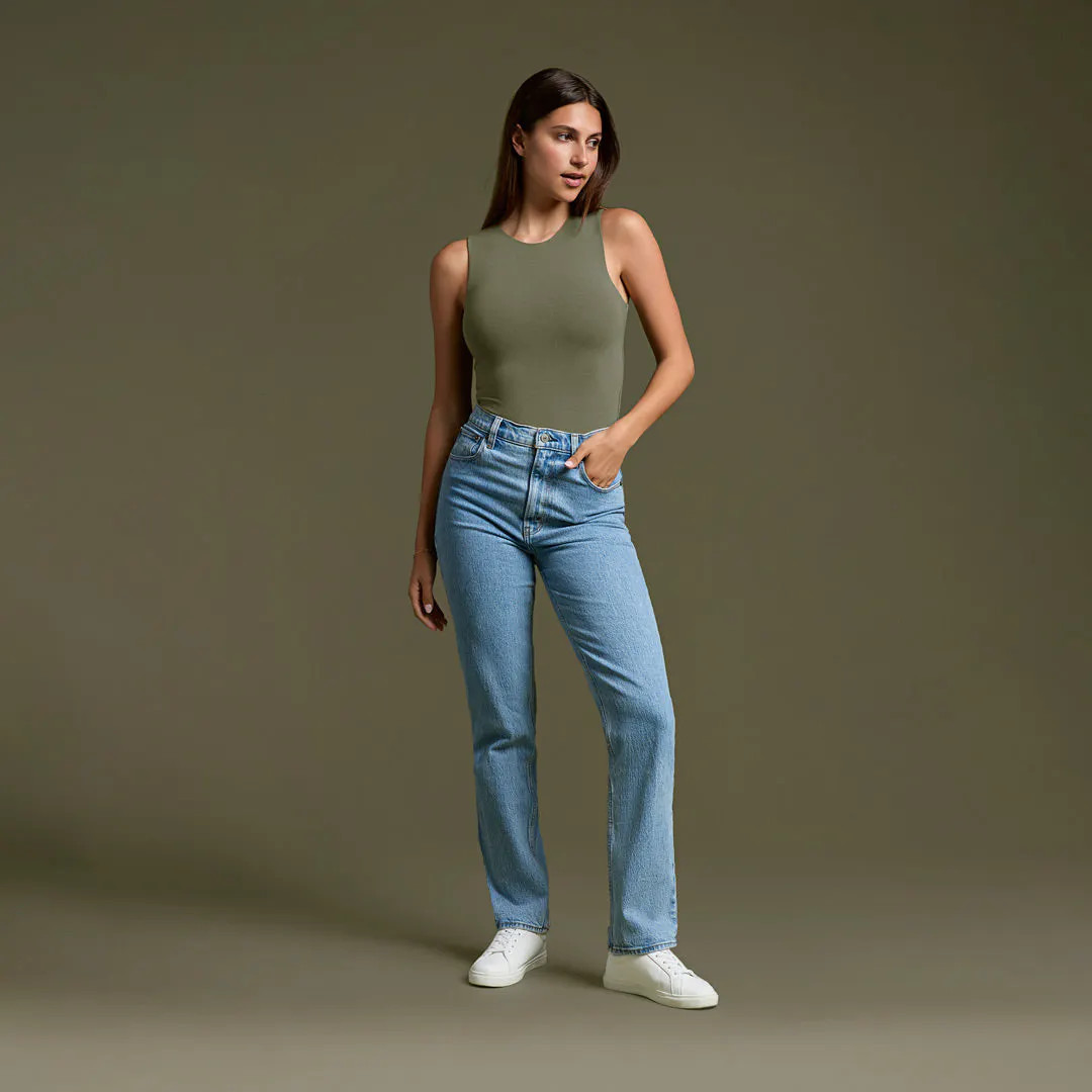 Classic Crew Tank Bodysuit | Dark Olive - nuuds | nuuds