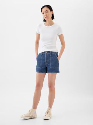 4" High Rise Denim Utility Shorts | Gap Factory