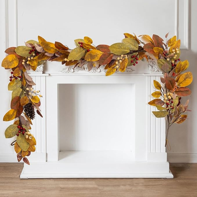 Anna's Whimsy 6.8FT Thanksgiving Garland, Leaf Garland with Pumpkin and Pine Cone,Hanging Autumn ... | Amazon (US)