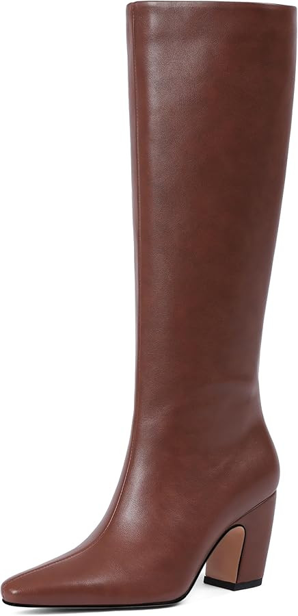 Tarkwa Women's Knee High Boots, Comfortable Square Toe Faux Leather Boot Fashion Long Tall Boots ... | Amazon (US)