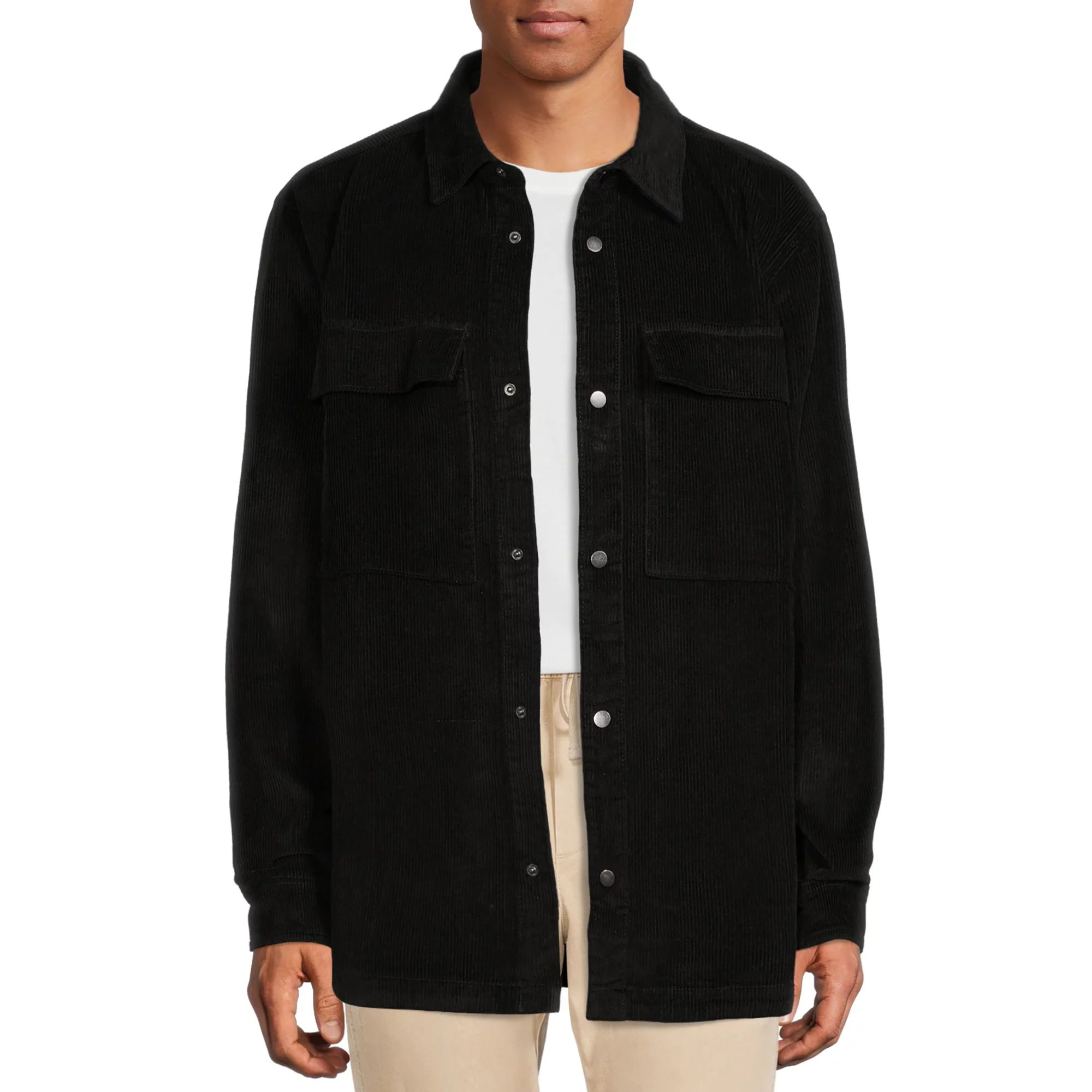 No Boundaries Men's and Big Men's Long Sleeve Corduroy Layering Shirt Jacket | Walmart (US)