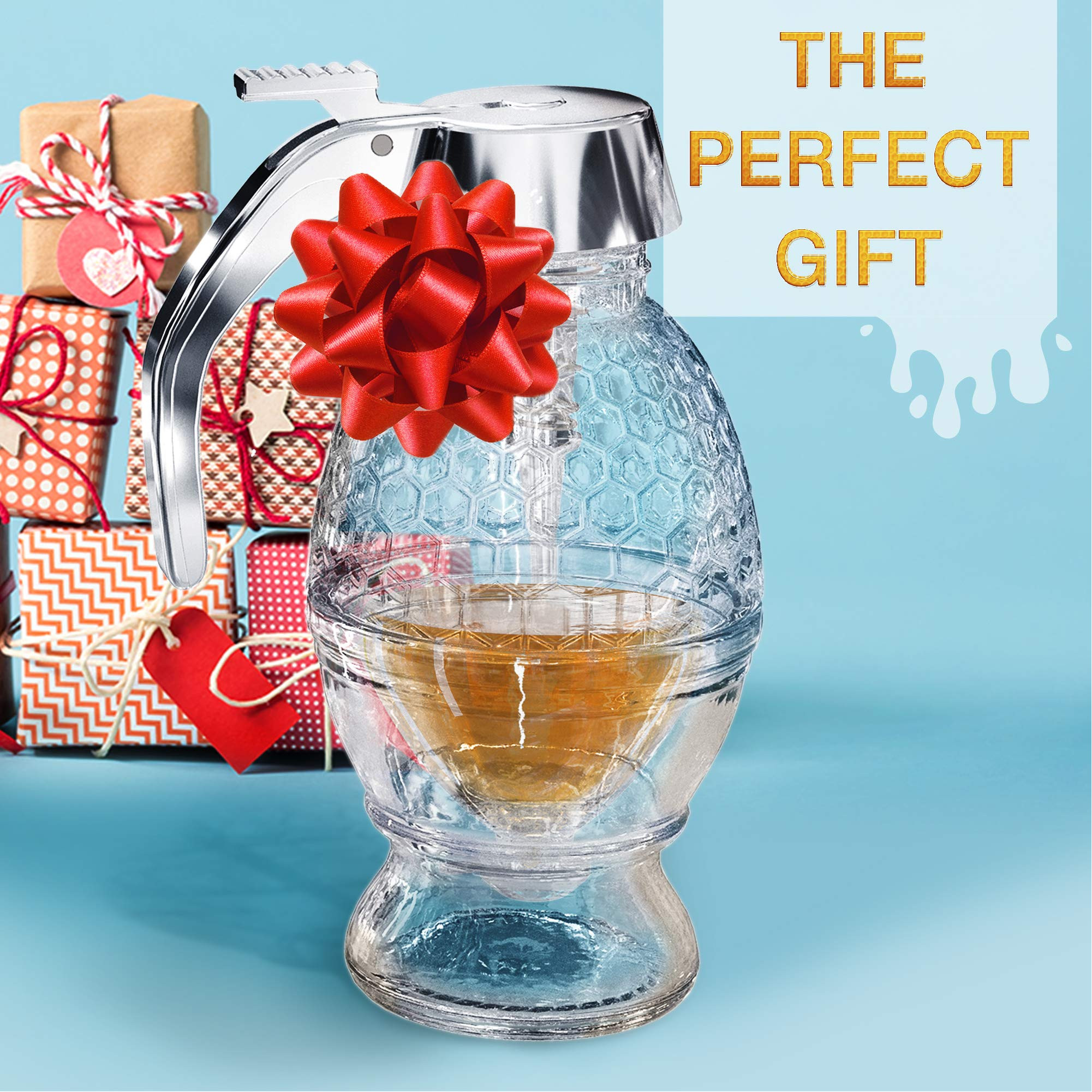 Honey Dispenser – No Drip Glass with Stand – Honey Jar – Clear Glass Honey Container with D... | Amazon (US)