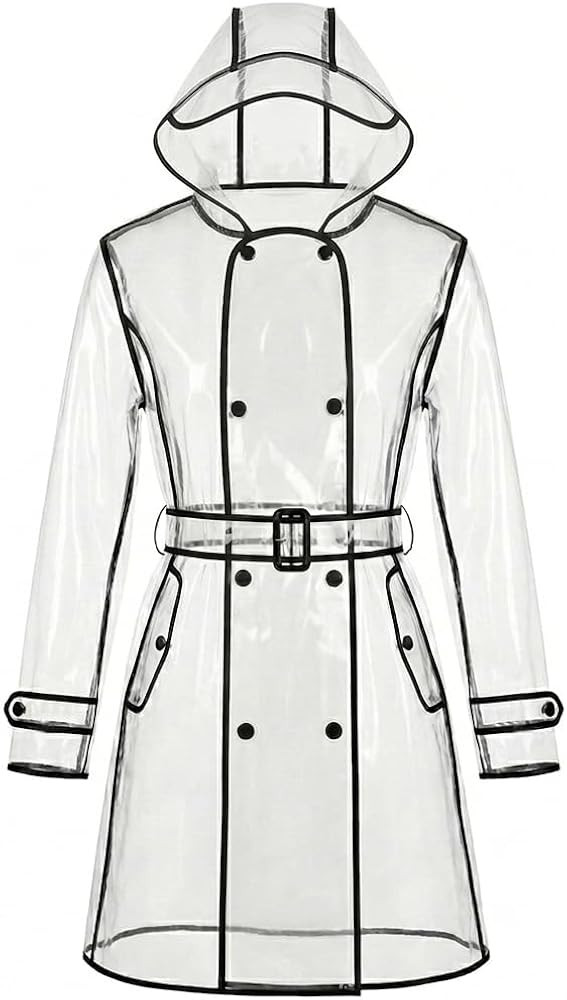Waterproof Portable Raincoat, Rain Coats for Women Clear Reusable Rain Resistant Poncho with Hoods and Belt for Rain Jacket Outwear, Festivals, Outdoors | Amazon (US)