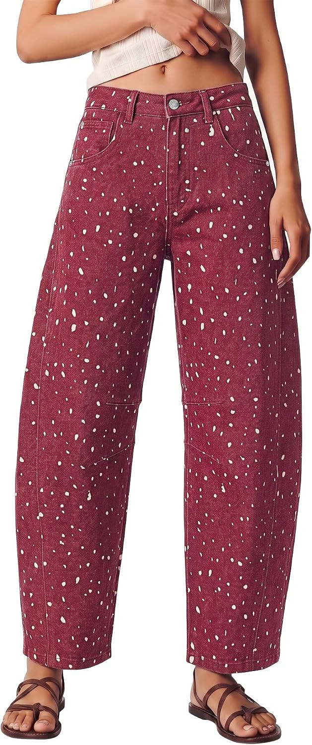 luvamia Barrel Jeans Women Deer Print High Waisted Patterned Denim Pants | Amazon (US)