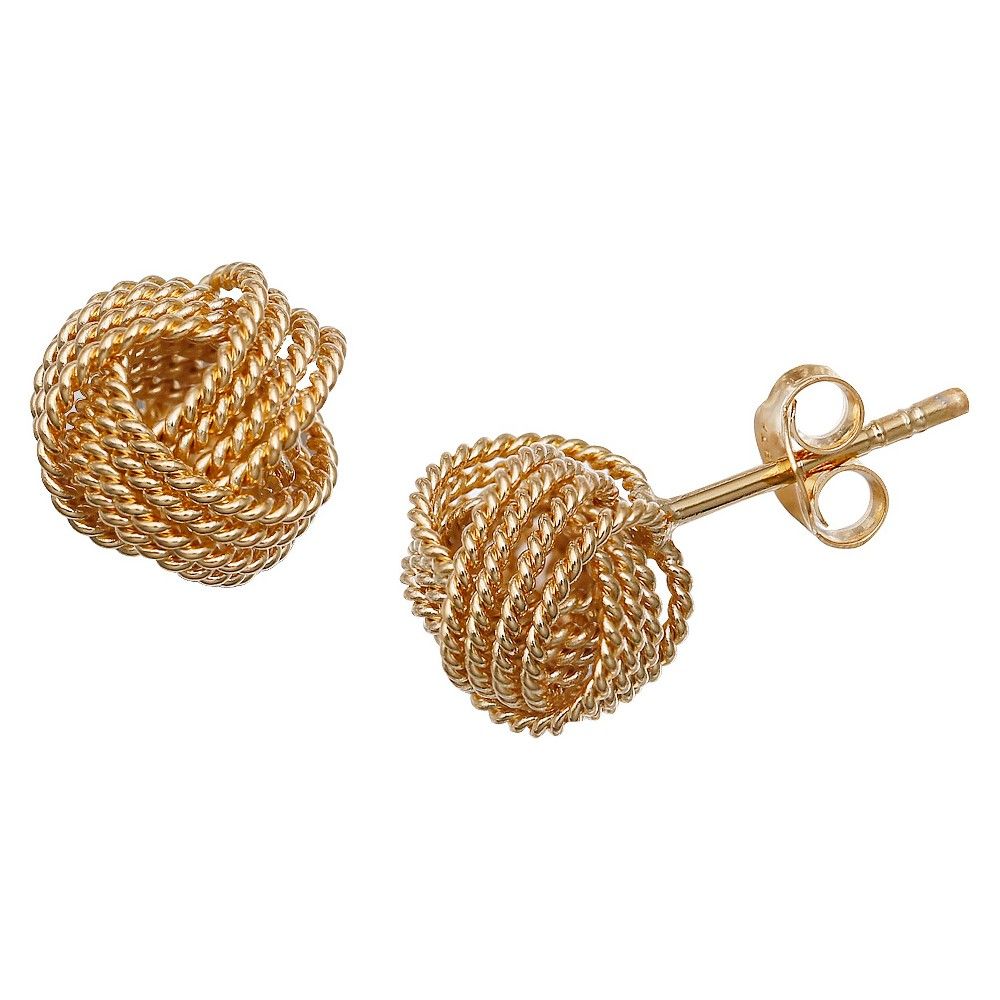 Gold Vermeil Sterling Silver Textured Loveknot Stud Earrings - 3/8 | Target