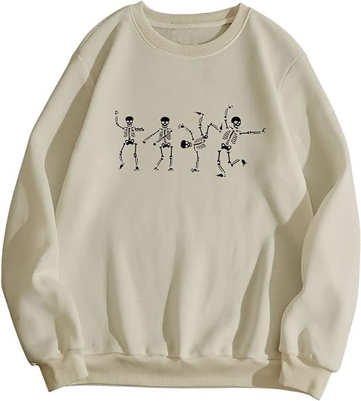 SOLY HUX Women's Skeleton Print Sweatshirt Crewneck Long Sleeve Casual Pullover Tops | Amazon (US)