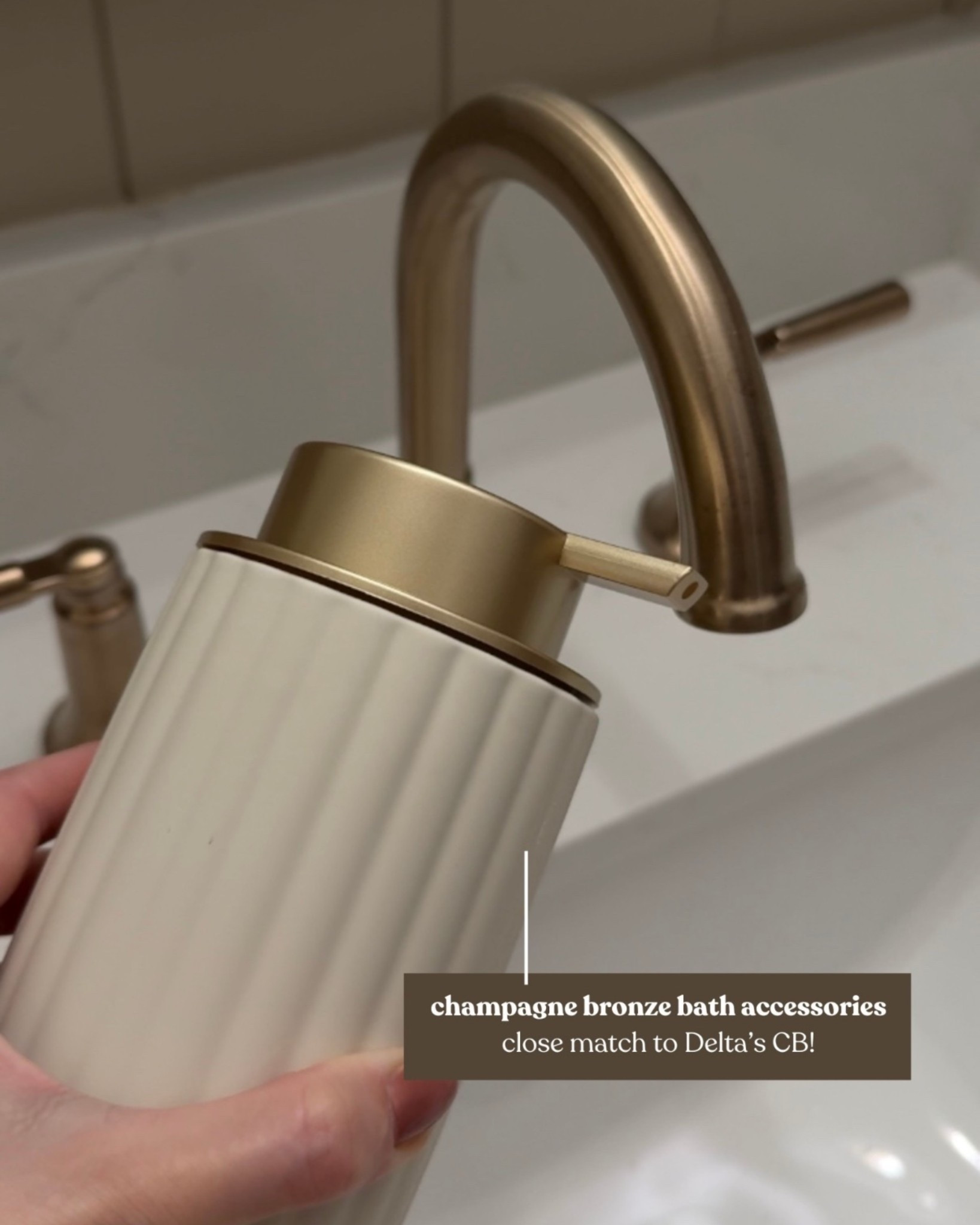 ✨ Delta champagne bronze lovers, this one’s for you! I finally found bath accessories that actually match your hardware. 🤎 
Available in cream, sage, and black, these sets are the perfect way to pull your bathroom look together—whether it’s the primary bath, guest space, or even a powder room. Affordable, stylish, and functional. Available items are a soap dispenser, toothbrush holder, canister, and matching tray 
•••
delta champagne bronze, champagne bronze bathroom accessories, brushed gold bath accessories, gold bathroom set, master bathroom decor, guest bathroom styling, bathroom update, modern bathroom decor, sage bathroom accents, cream bathroom accessories, black bathroom set, affordable bathroom decor, Walmart home finds, fall bathroom refresh, cozy bathroom ideas


#bathroomdecor #bathroommakeover #modernbathroom #bathroomupdate #homeinspo #cozyhome #neutraldecor #fallrefresh


#LTKHome #LTKFindsUnder50 #LTKselfcare