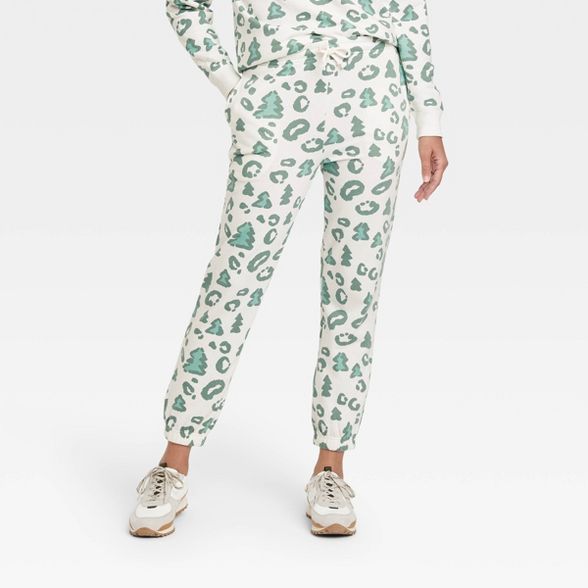 Women's Christmas Tree Holiday Graphic Jogger Pants - Green | Target