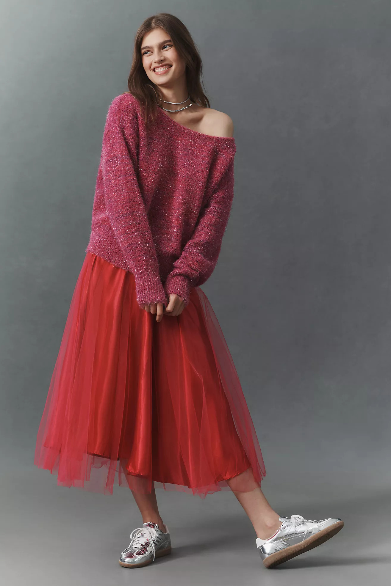 By Anthropologie Long-Sleeve Boatneck Tinsel Sweater | Anthropologie (US)