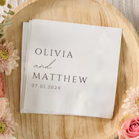 Interlocking Vintage Monogram Wedding Napkins, Custom Cocktail Napkins, Foil Printed Napkins, Per... | Etsy (US)