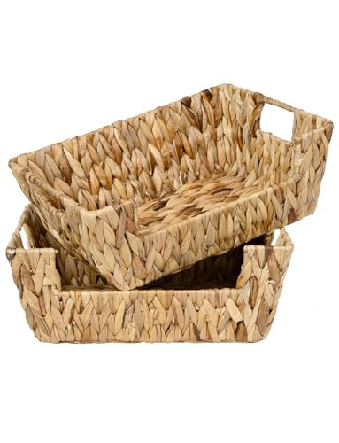 StorageWorks Wicker Basket for Pantry Organizers and Storage, Stackable Water Hyacinth Storage Baskets for Pantry Shelves, 2-Pack | Amazon (US)