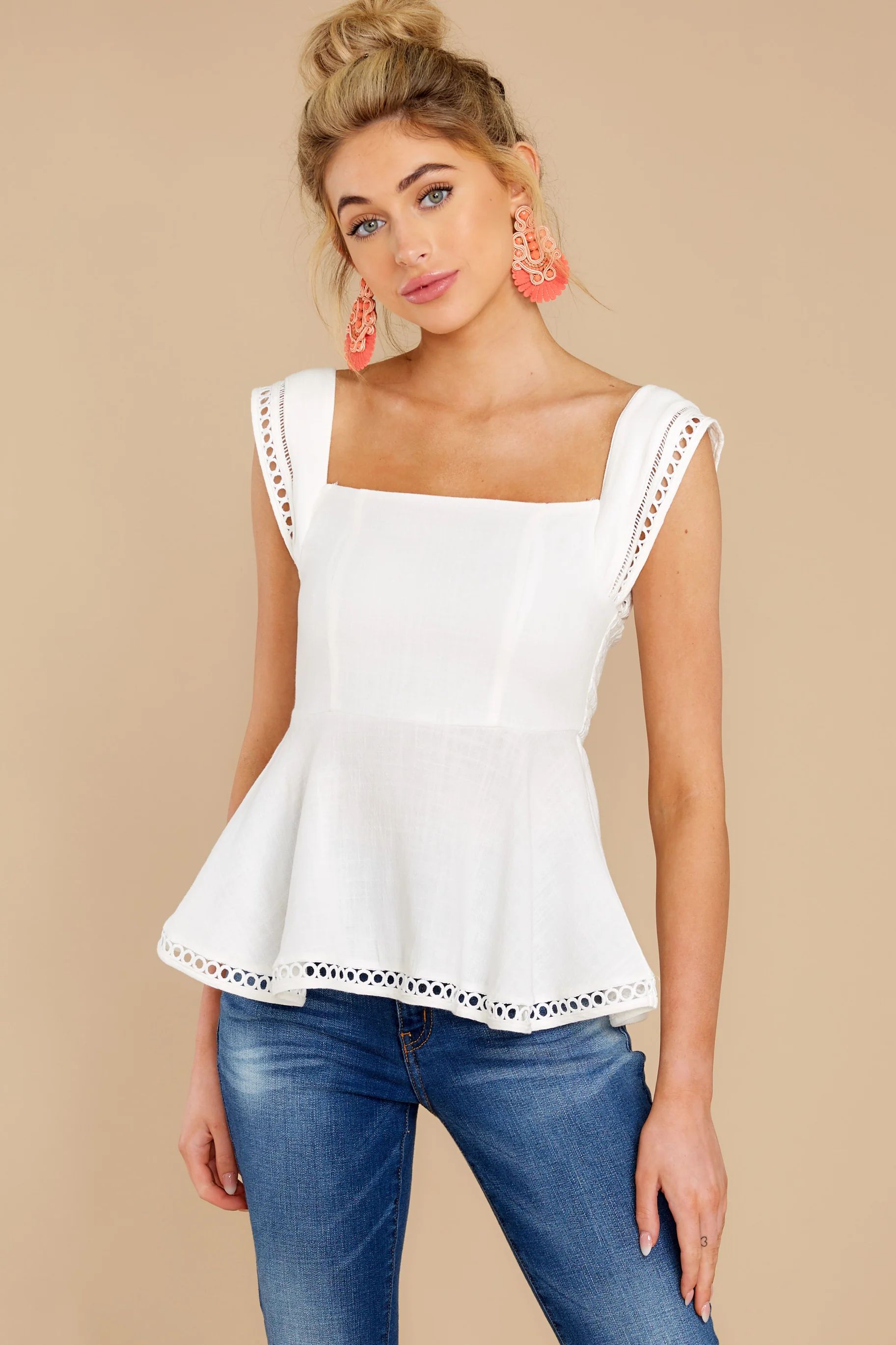 Looking Divine White Eyelet Top | Red Dress 
