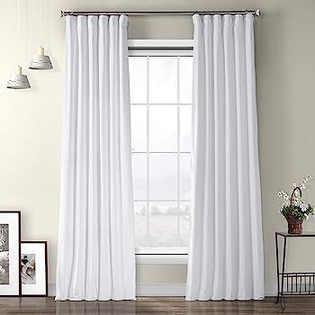 HPD Half Price Drapes VPYC-161201-108 Plush Velvet Curtain (1 Panel), 50 X 108, Pillow White | Amazon (US)