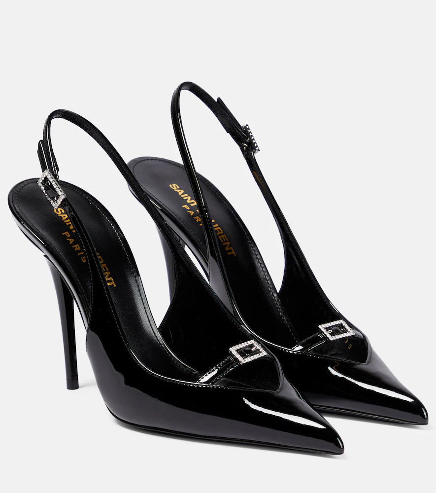 Saint Laurent Luna 105 patent leather slingback pumps | Mytheresa (US/CA)