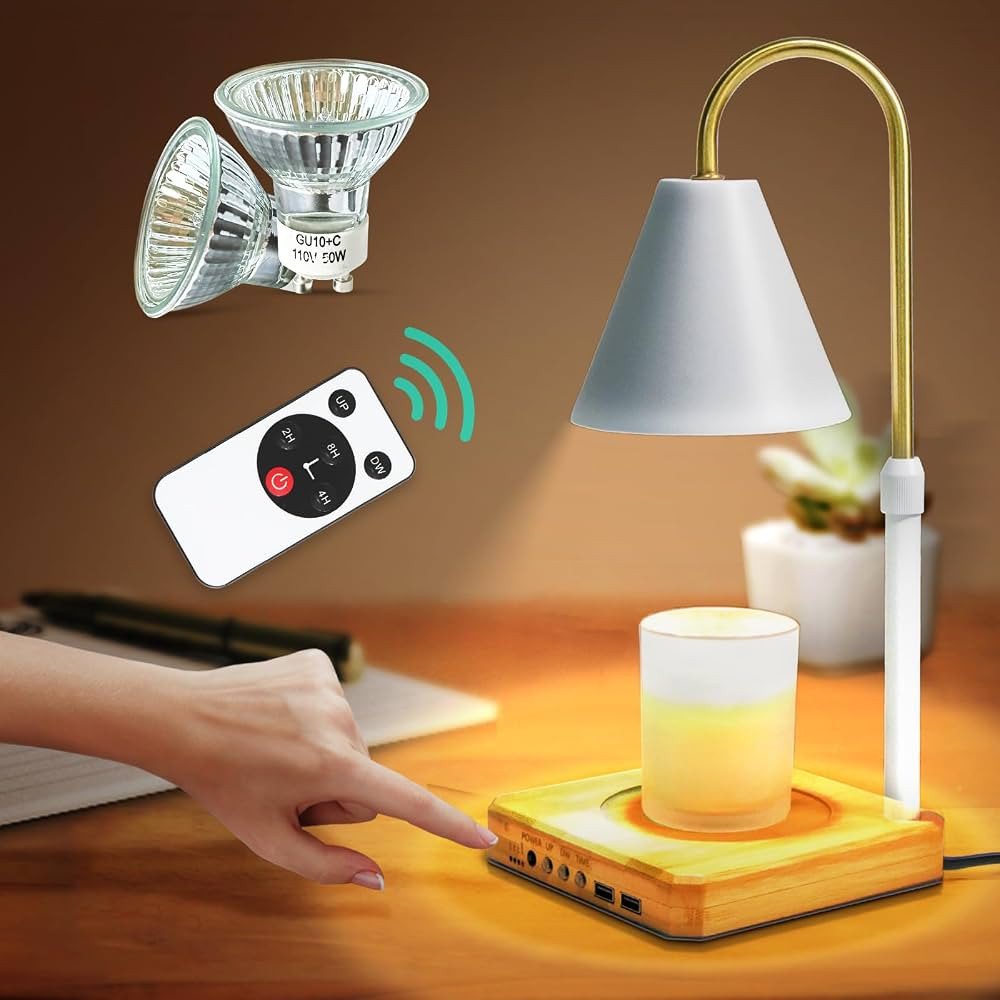 Highpro Electric Candle Warmer Lamp with Timer,USB Candle Lamp for Jar Candles with 2 Bulbs,Bedro... | Amazon (US)