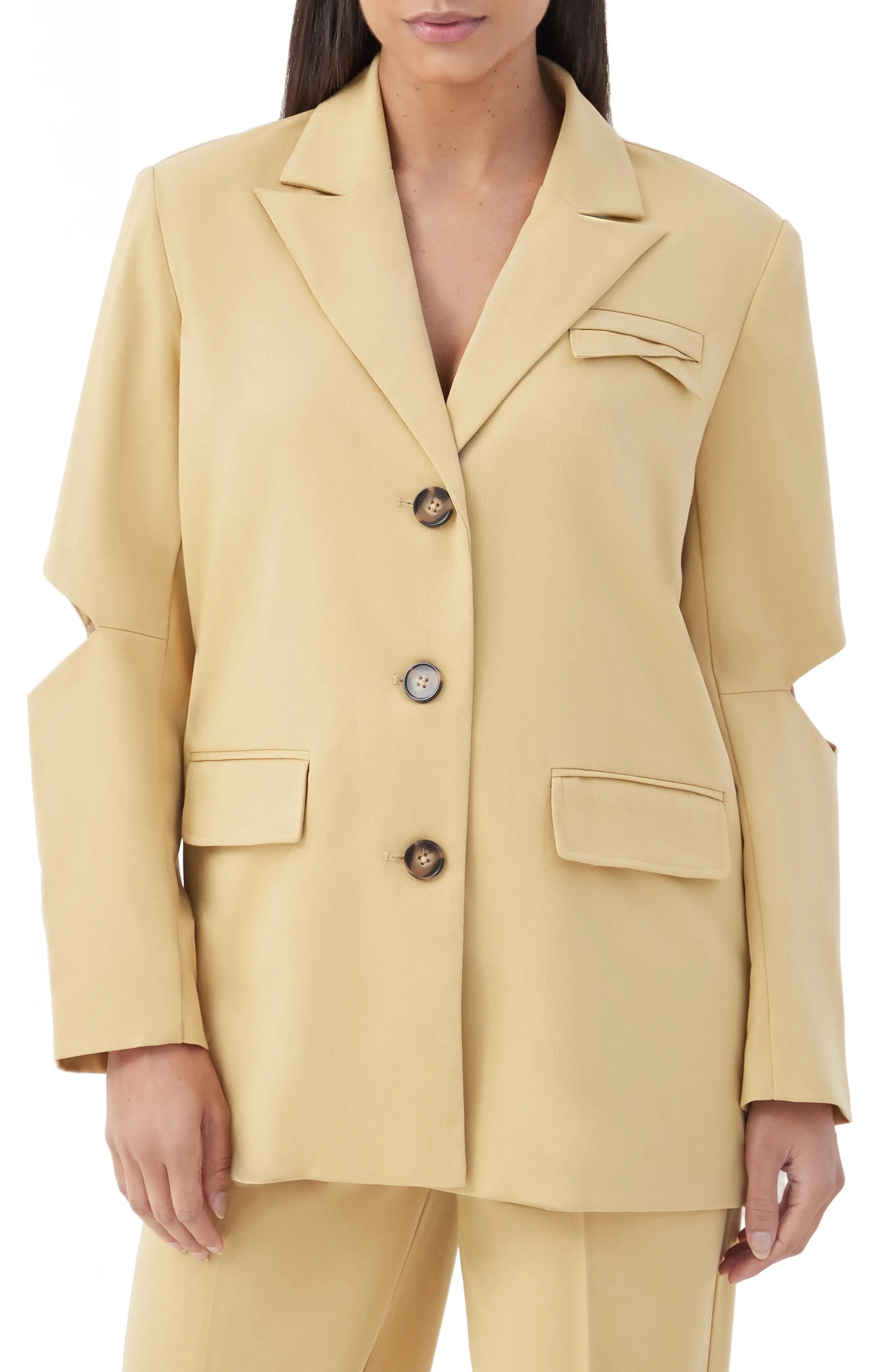 4th & Reckless Skylar Cutout Blazer in Yellow at Nordstrom, Size Small | Nordstrom