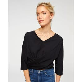 V-Neck Twist Tee in Jet Black | 7 For All Mankind