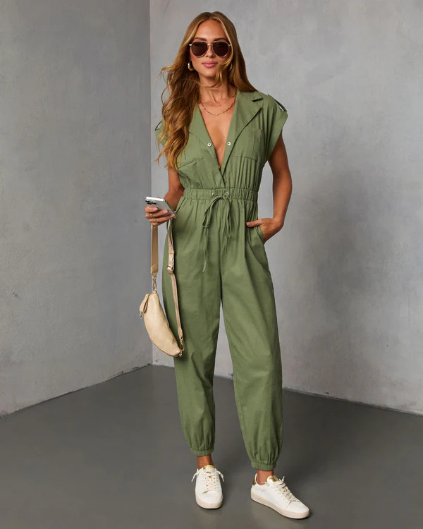 Dalena Short Sleeve Tie Waist Jumpsuit | VICI
