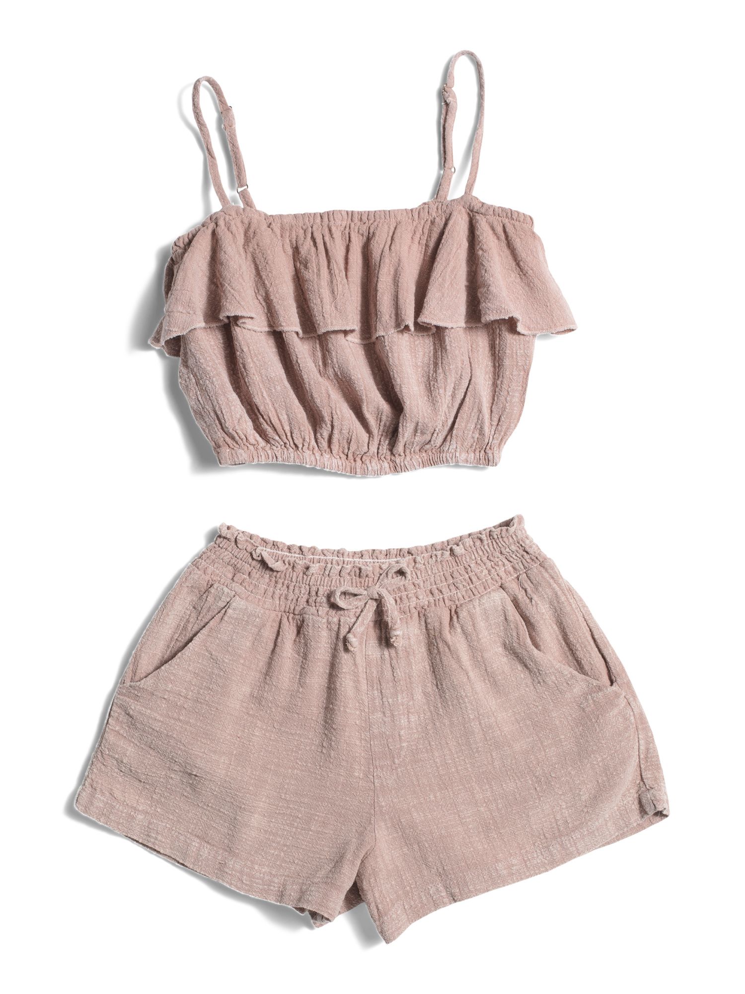 Textured Top And Shorts Collection | TJ Maxx