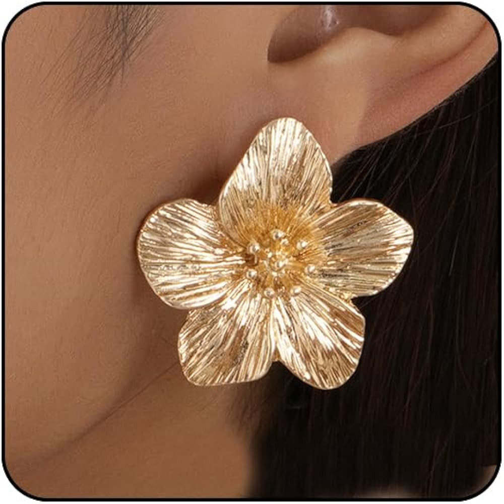 Big Statement Earrings for Women Chunky Earrings for Women Trendy Large Flower Ginkgo Leaf Floral... | Amazon (US)