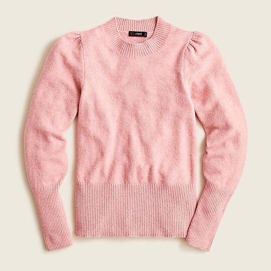 Puff-sleeve crewneck sweater in Supersoft yarn | J.Crew US