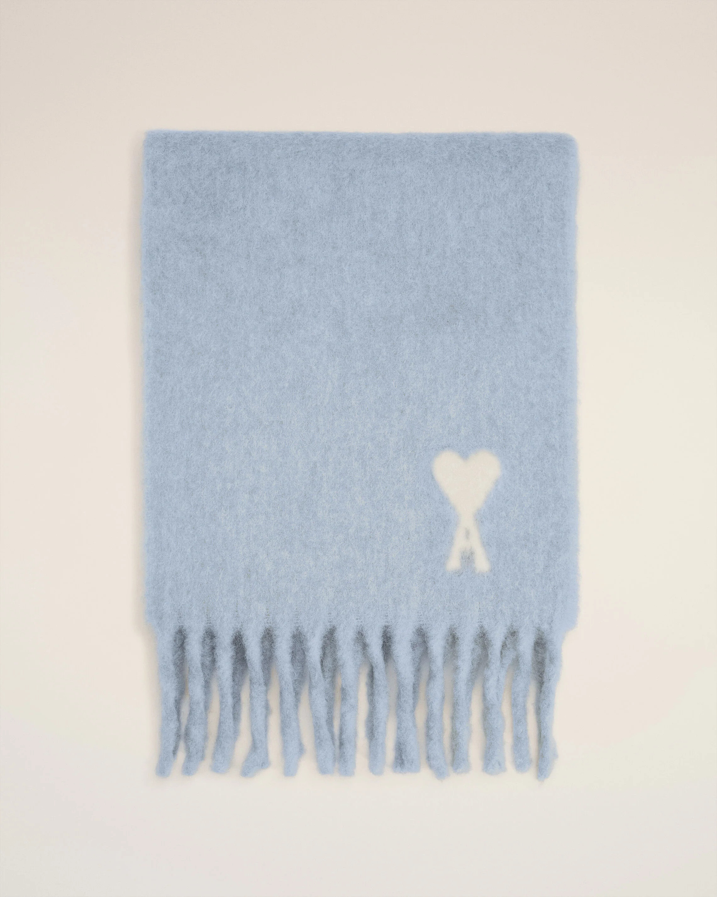 4506-SKY Blue Alpaca Off White Ami De Coeur Scarf | AMI PARIS | AMI Paris FR
