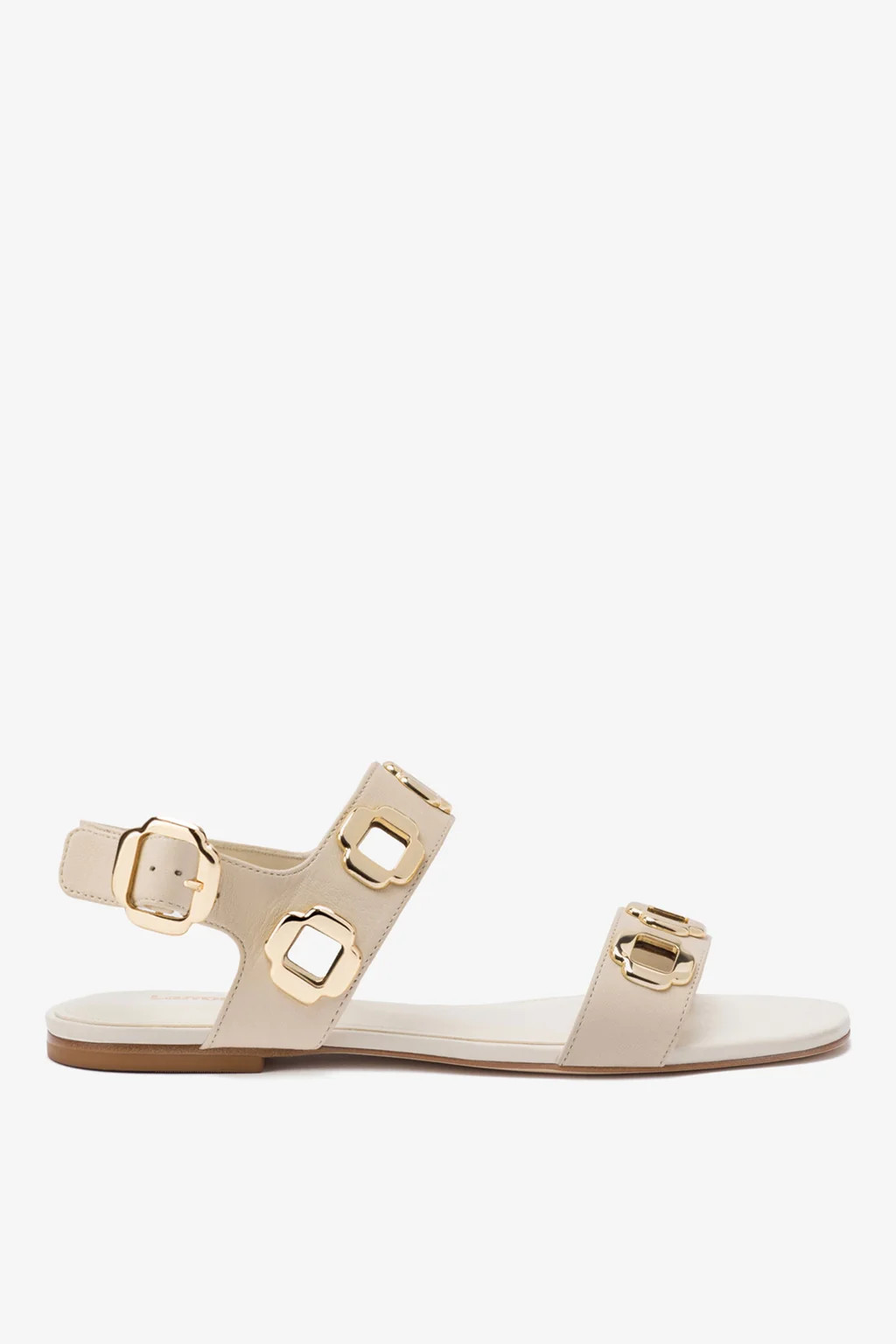 Milan Flat Sandal In Ivory Leather | Larroude
