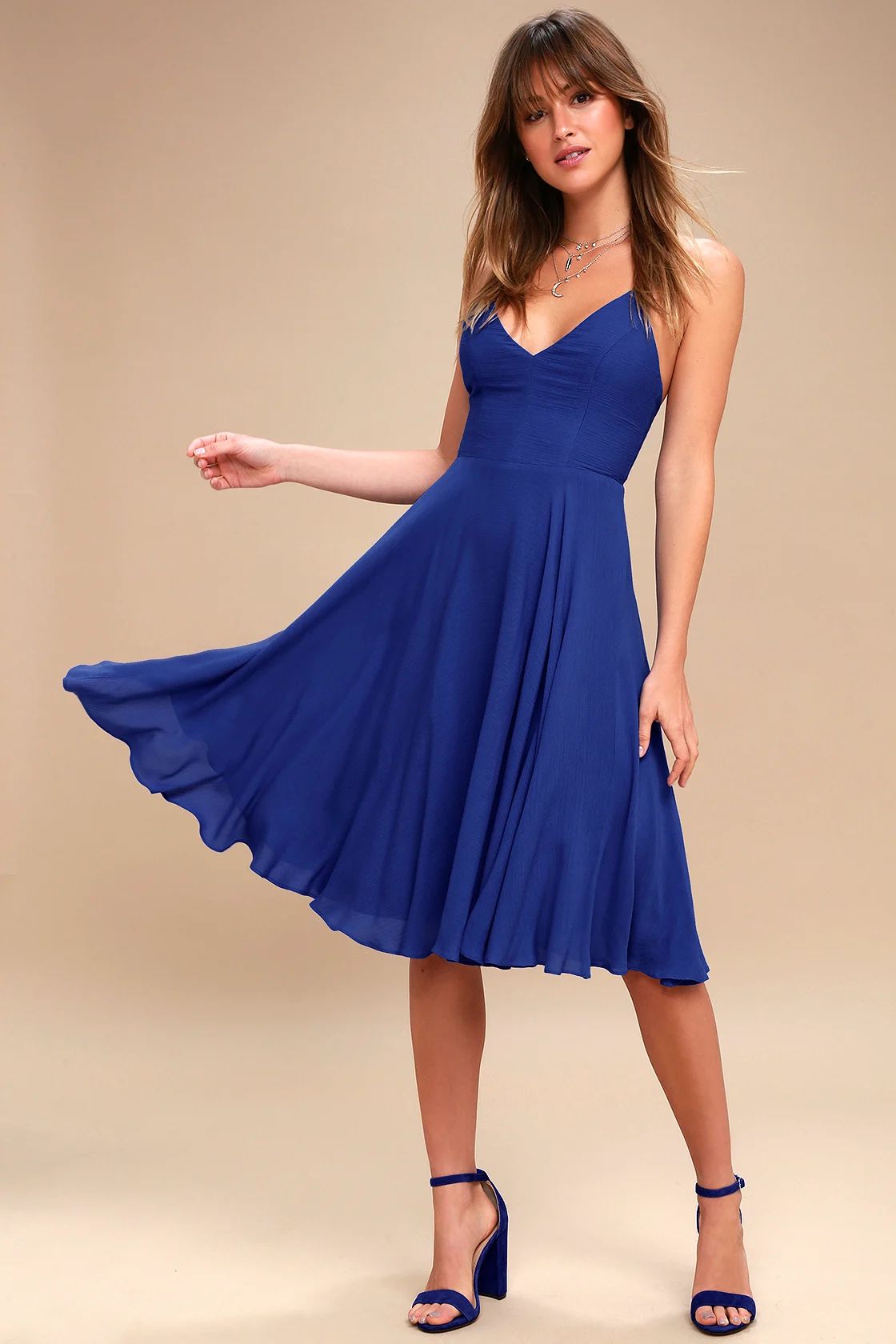 Troulos Royal Blue Lace-Up Midi Dress | Lulus (US)