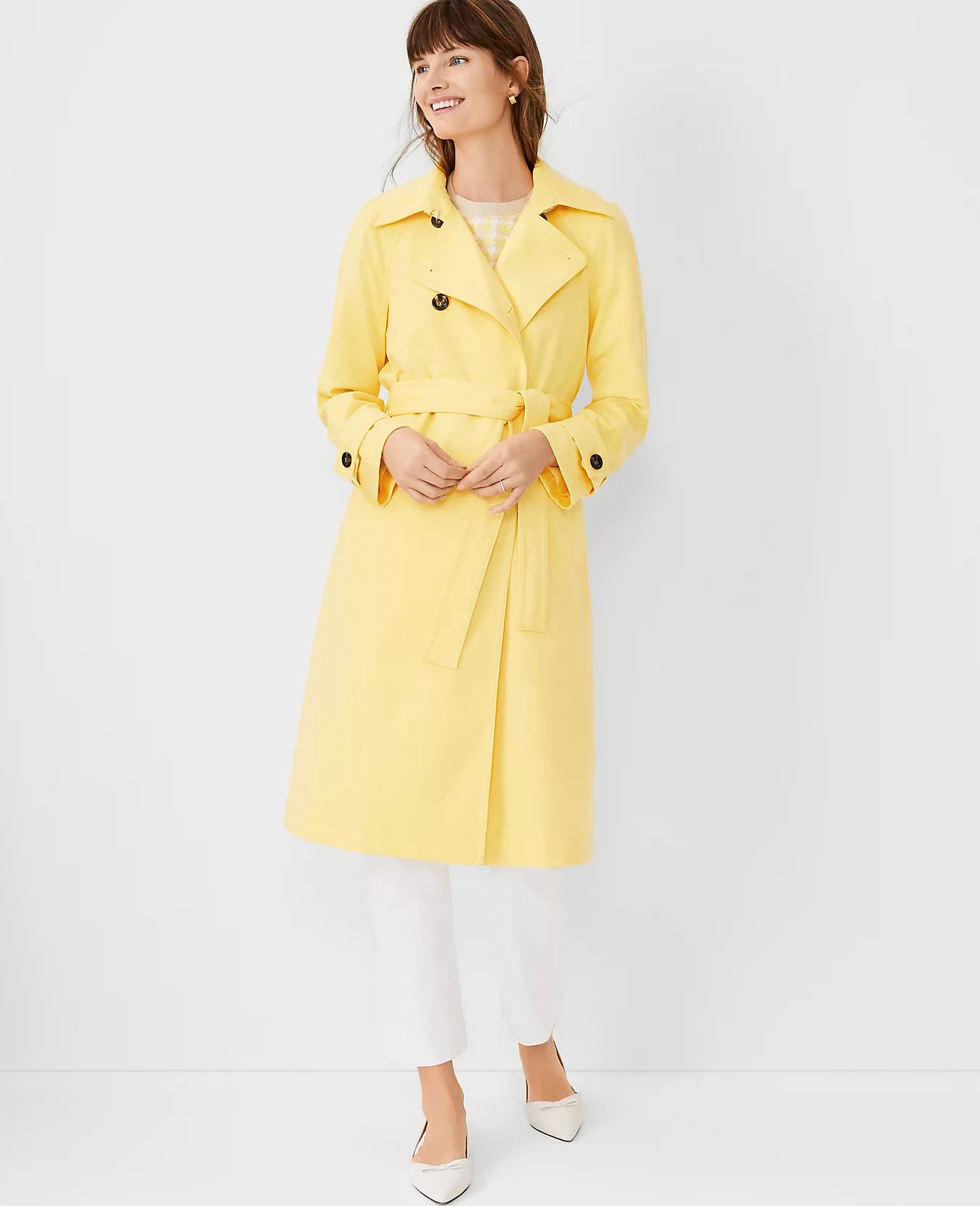 Petite Back Pleated Trench Coat | Ann Taylor (US)