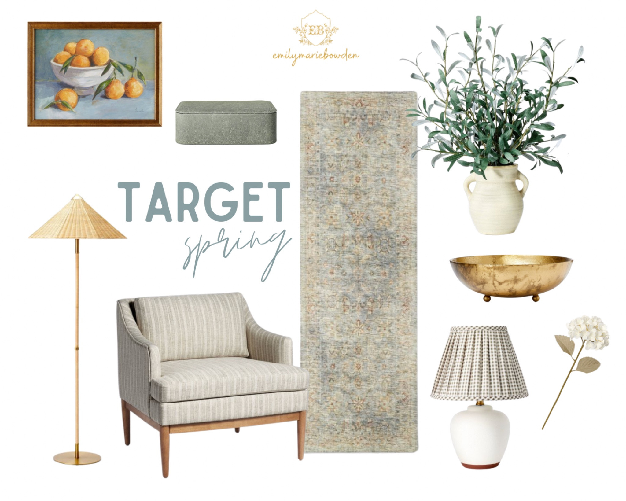 target spring decor finds

easter, greenery, art, chair, lamp, bowl, runner, rug, grandmillenial, southern, coastal, gold, green