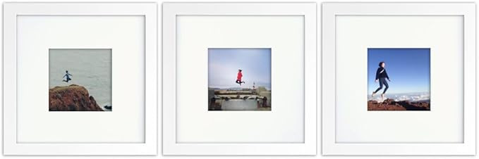 Tiny Mighty Frames 3-Set, Wood, Square, Instagram, Photo Frame, 4x4 (Mat), 8x8 (3, White) | Amazon (US)