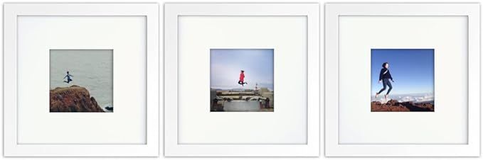 Tiny Mighty Frames 3-Set, Wood, Square, Instagram, Photo Frame, 4x4 (Mat), 8x8 (3, White) | Amazon (US)