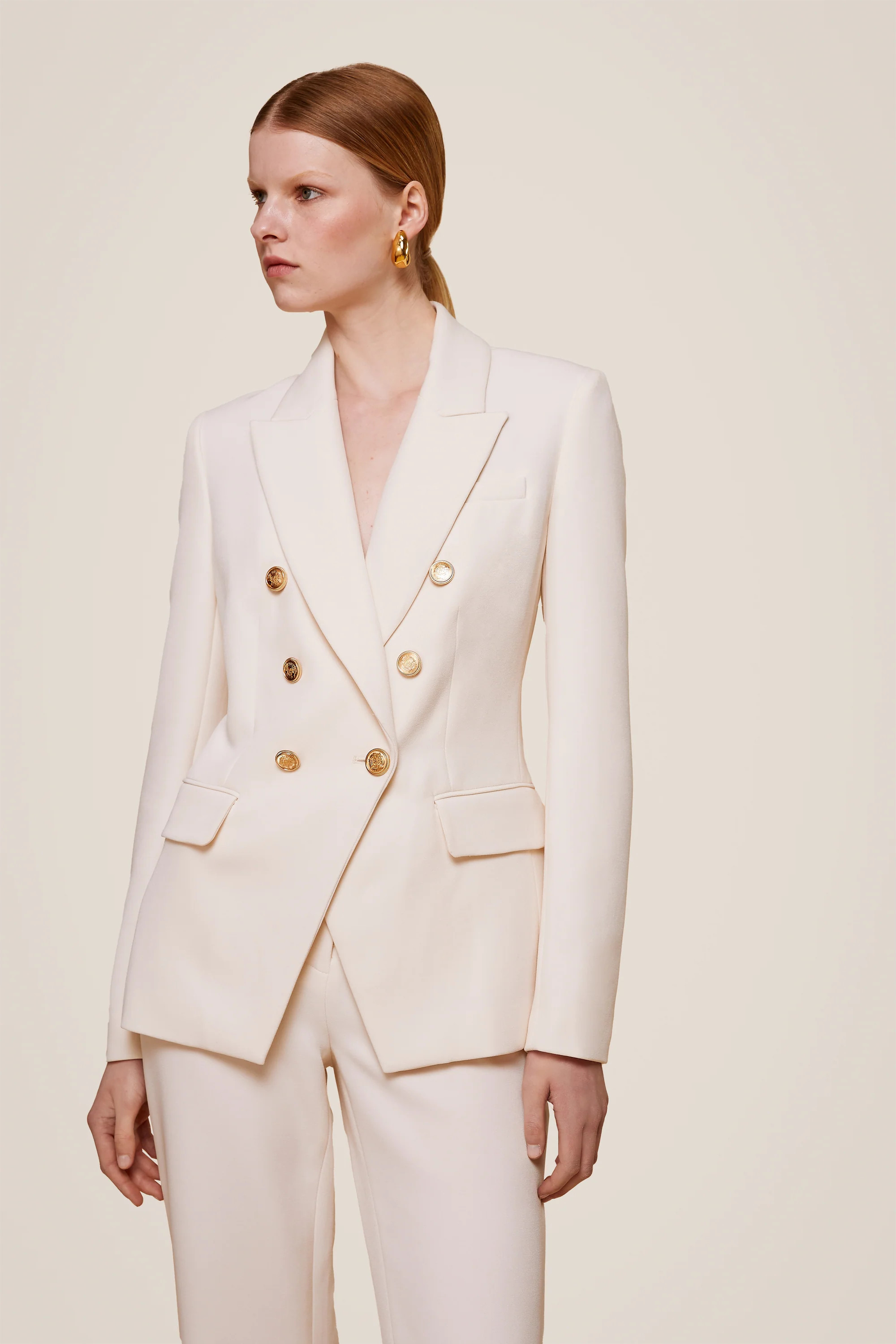 Kylie Woven Double Breasted  Blazer | Toccin