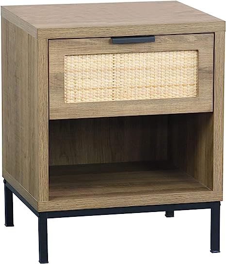 Rattan Drawer Nightstand, Anmytek Bedroom Living Room Side Table Natural Wood End Table Wood Fini... | Amazon (US)