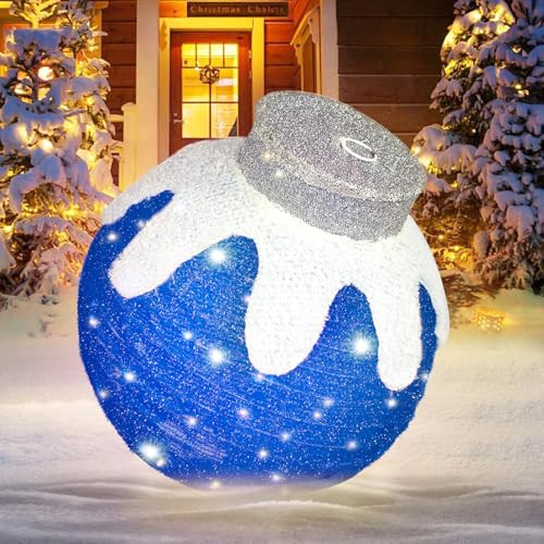 BRIGHTDECK Outdoor Christmas Ornaments, Lighted Pop-Up Outdoor Holiday Ball Decoration with 80 LED Lights, 8 Light Modes, Lighted Collapsible Holiday Decorations for Yard, Home (Blue) | Amazon (US)