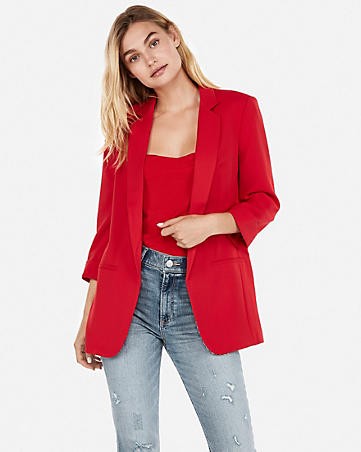 rolled sleeve boyfriend blazer | Express