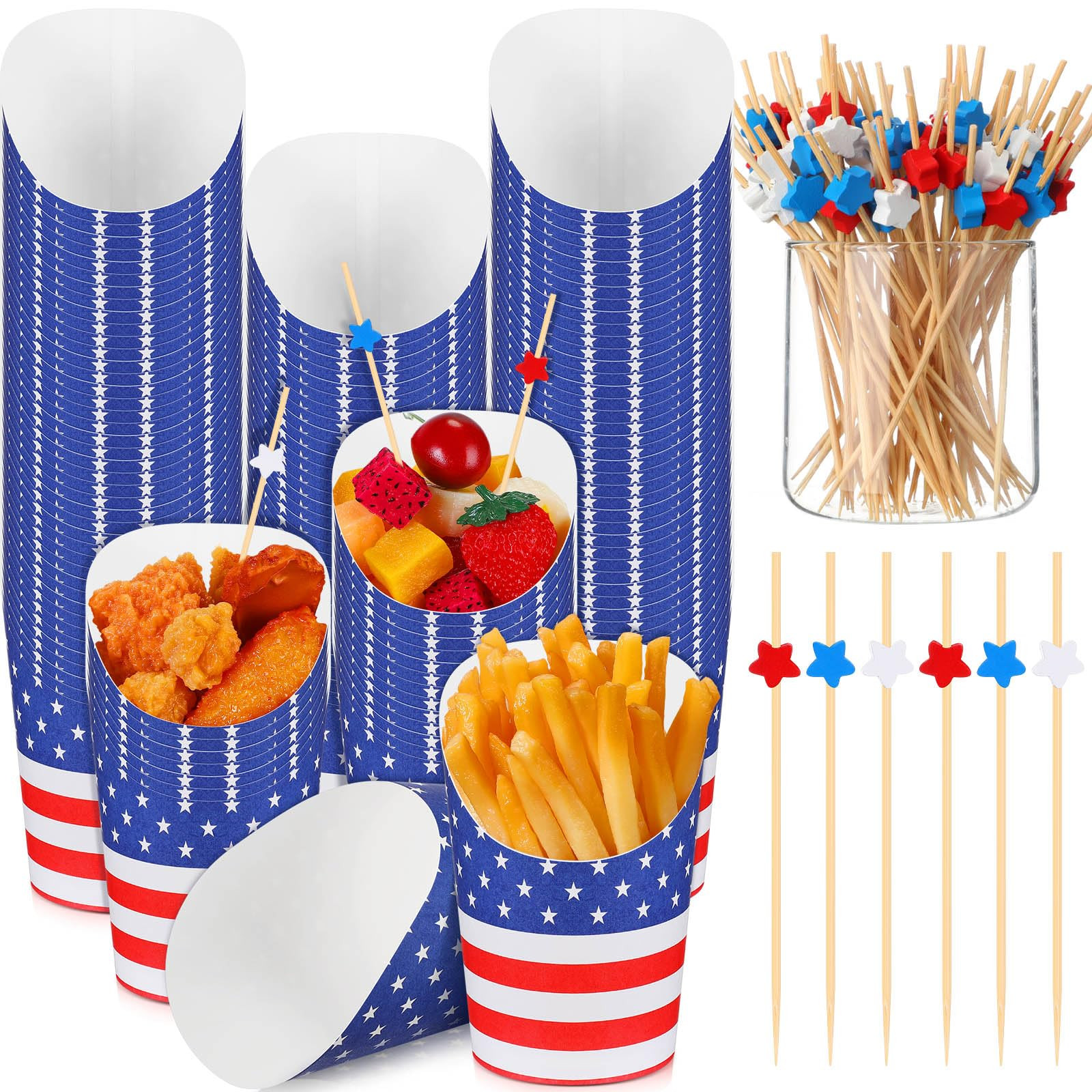 100 Sets 4th of July Charcuterie Cups with Cocktail Picks 12 oz Patriotic American Flag French Fr... | Amazon (US)